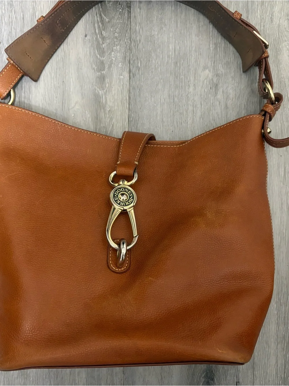 Dooney & Bourke Logo Lock Toscana Leather Shoulder Bag AND Pouch-Lily